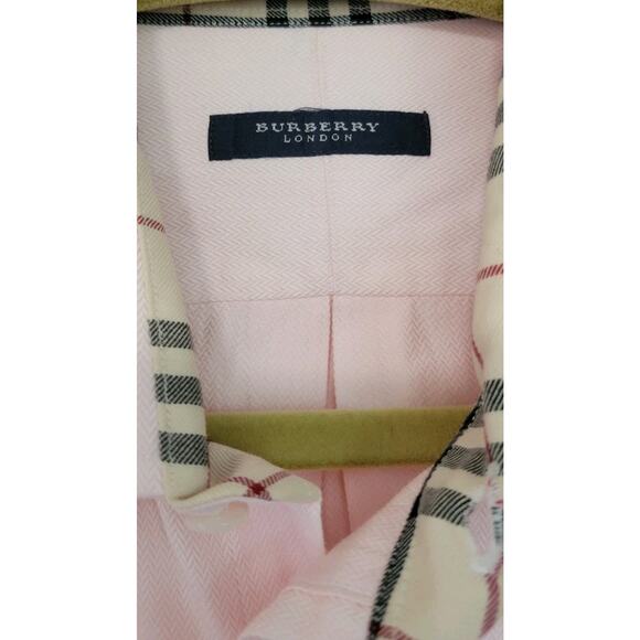 Burberry London England Long Sleeve Shirt ButtonUp Mens Large Pink Plaid Accents - Picture 2 of 7